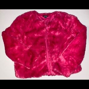 Pink Faux Fur Cropped Jacket